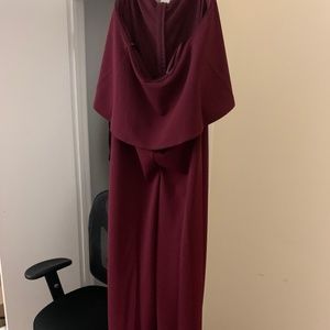 Off Shoulder Maroon Jumpsuit